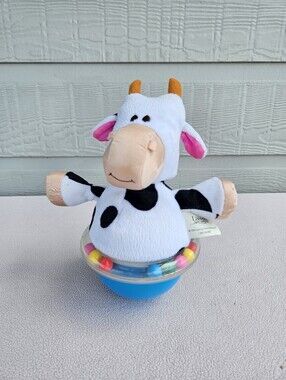 VTG Lamaze Baby Weighted Cow Rattle Jingle Toy Farm 1998